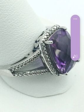 Sterling Silver Amethyst Statement Ring - Purple